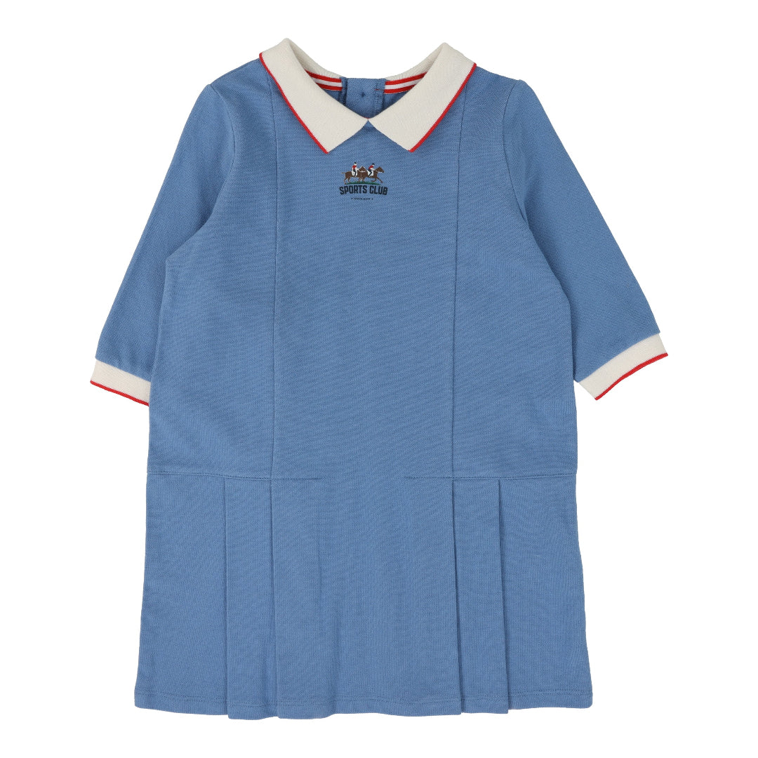 Light Blue Long Sleeve Pique Dress