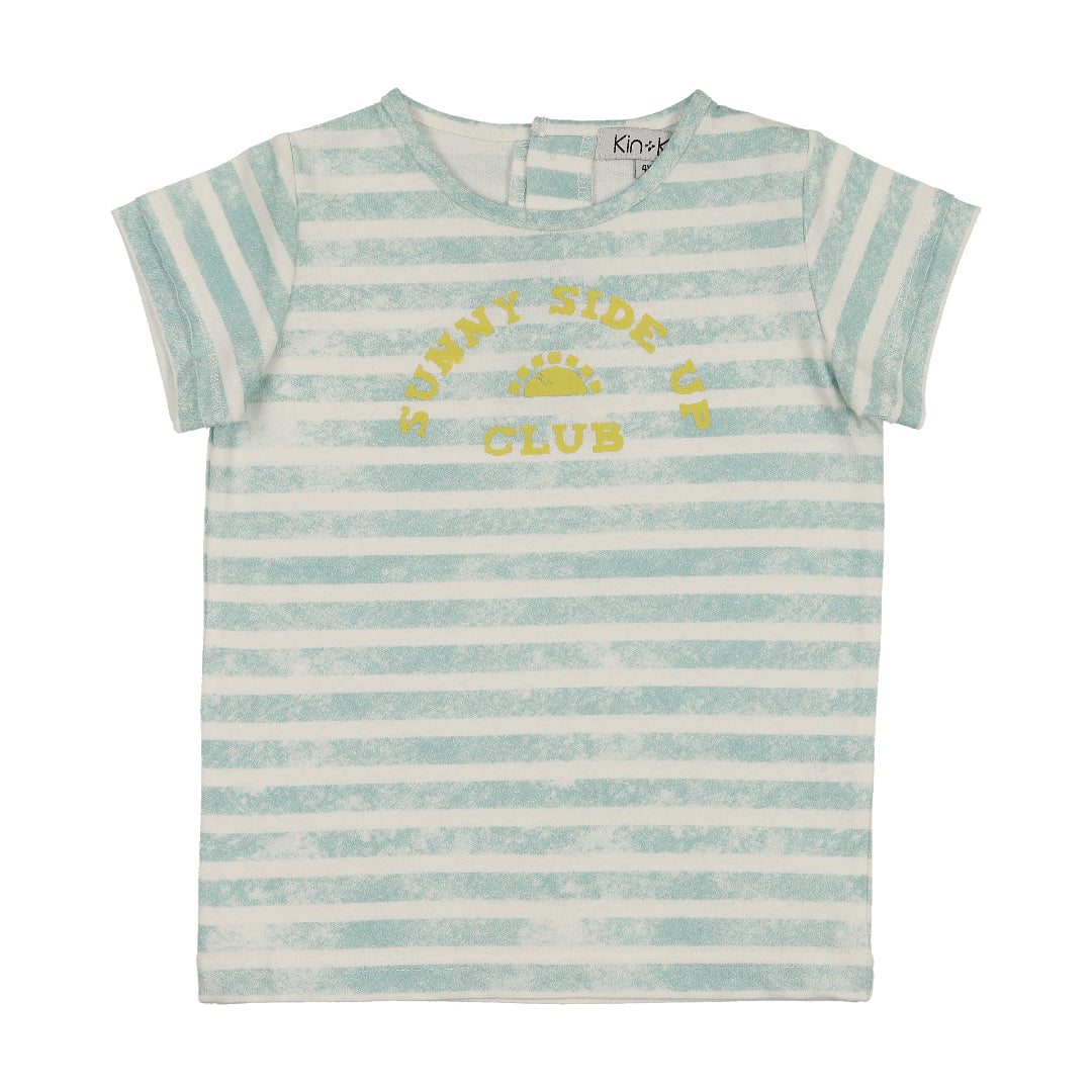 Soft Blue Striped Short Sleeve T-Shirt