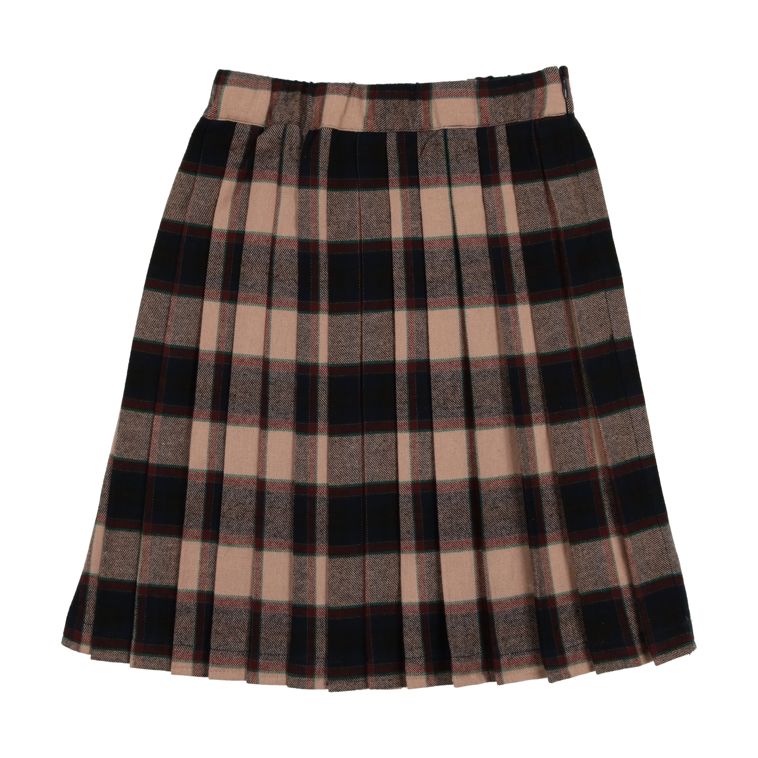 Navy Plaid Pleated Skirt