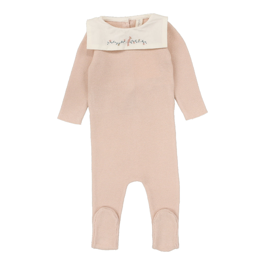 Soft Pink Knit Collar Footie