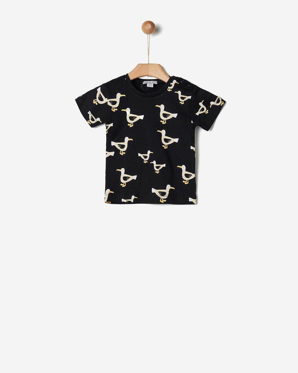 Yell-Oh Black Seagull Allover T-Shirt