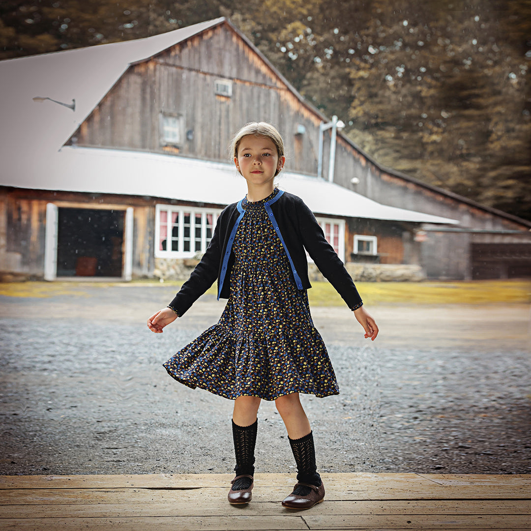 Pompomme Black/Cobalt Pointelle Cardigan