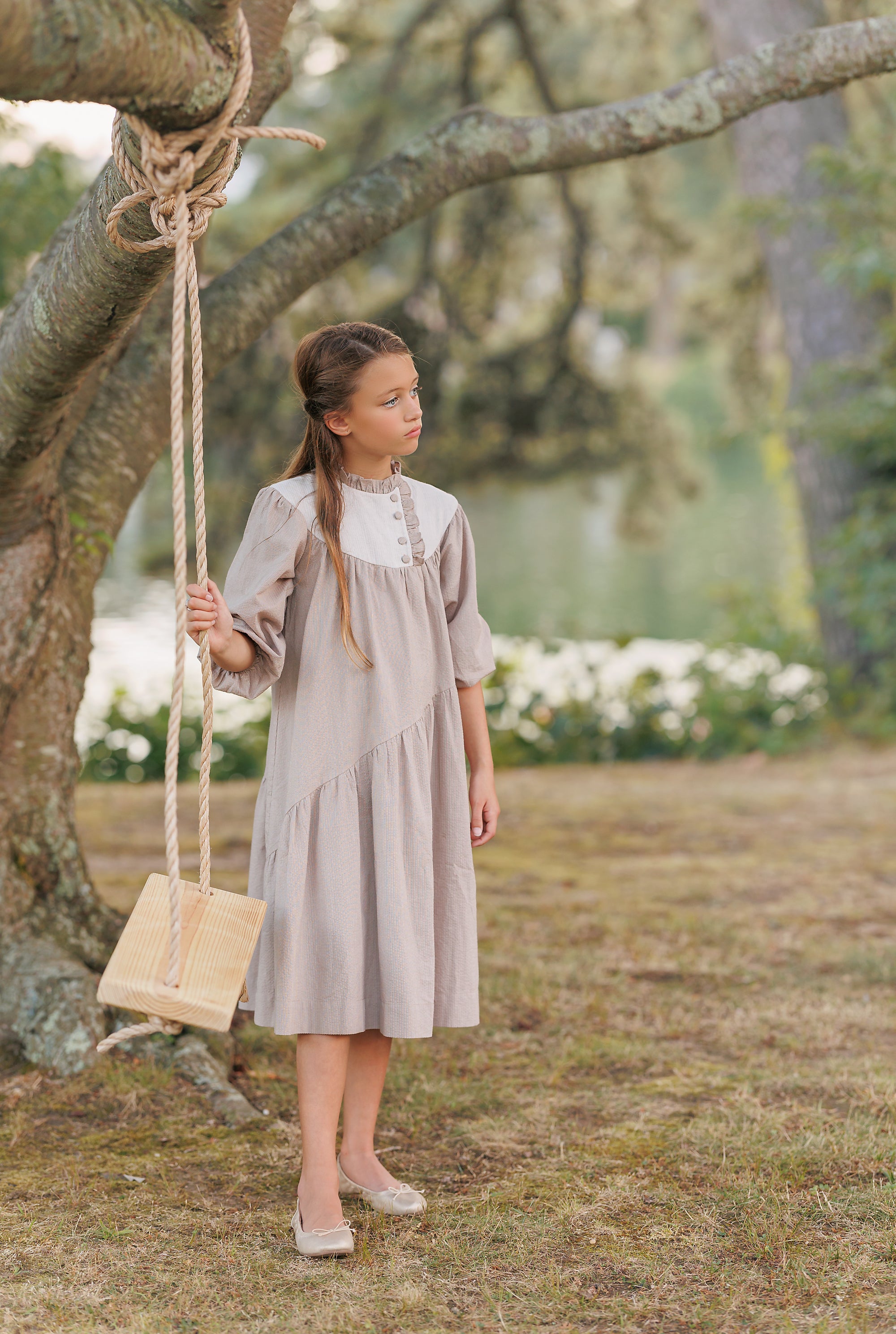 Velvette Balloon Sleeve Button Dress