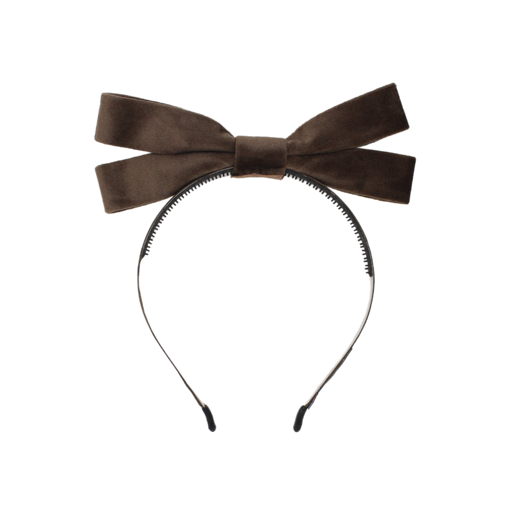 Bandeau Cocoa Brown Velvet Black Bow Headband
