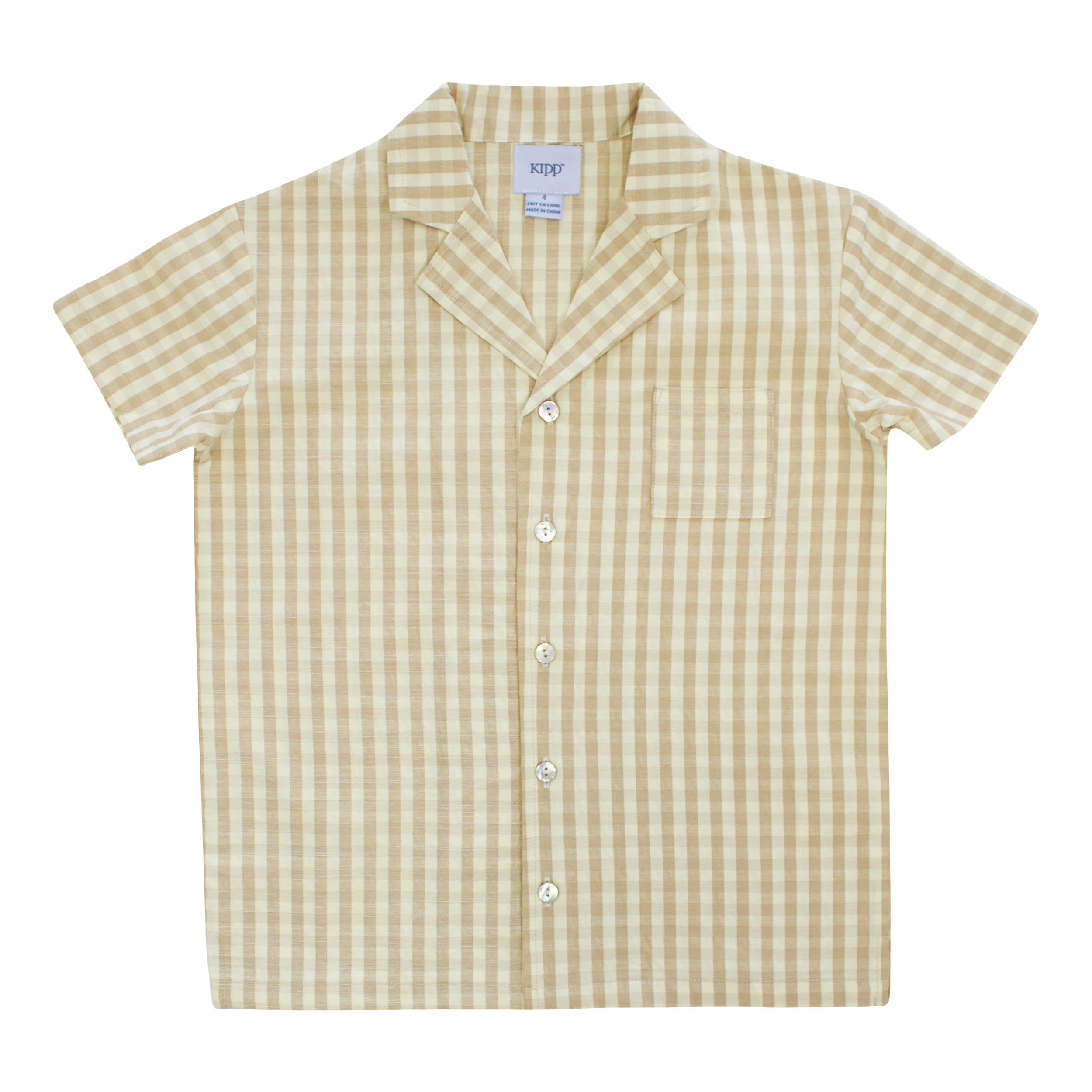 Kipp Sand Gingham Button Down Top