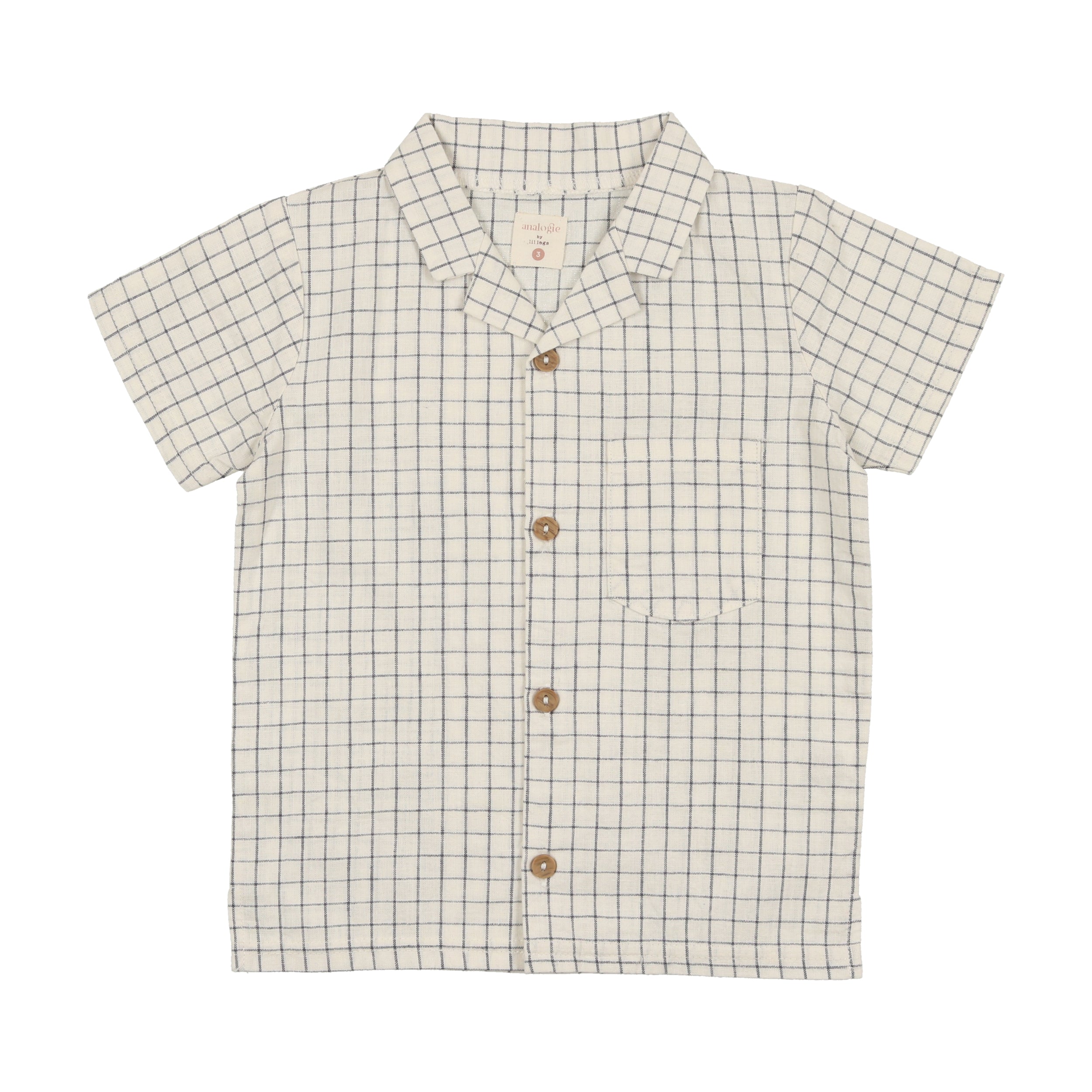 Blue Check Linen Grandpa Shirt
