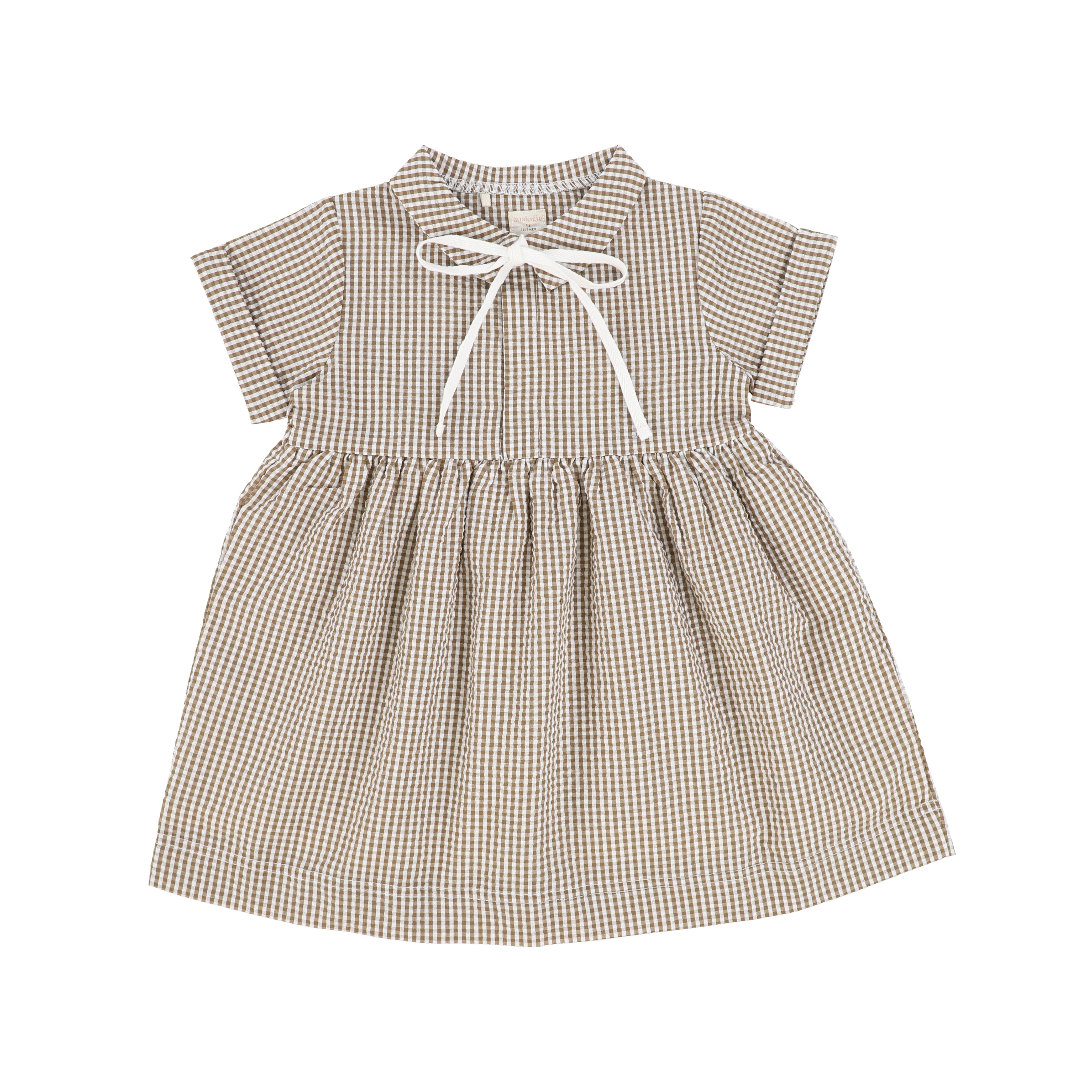 Analogie by Lil Legs Short Sleeve Caramel Gingham Dress