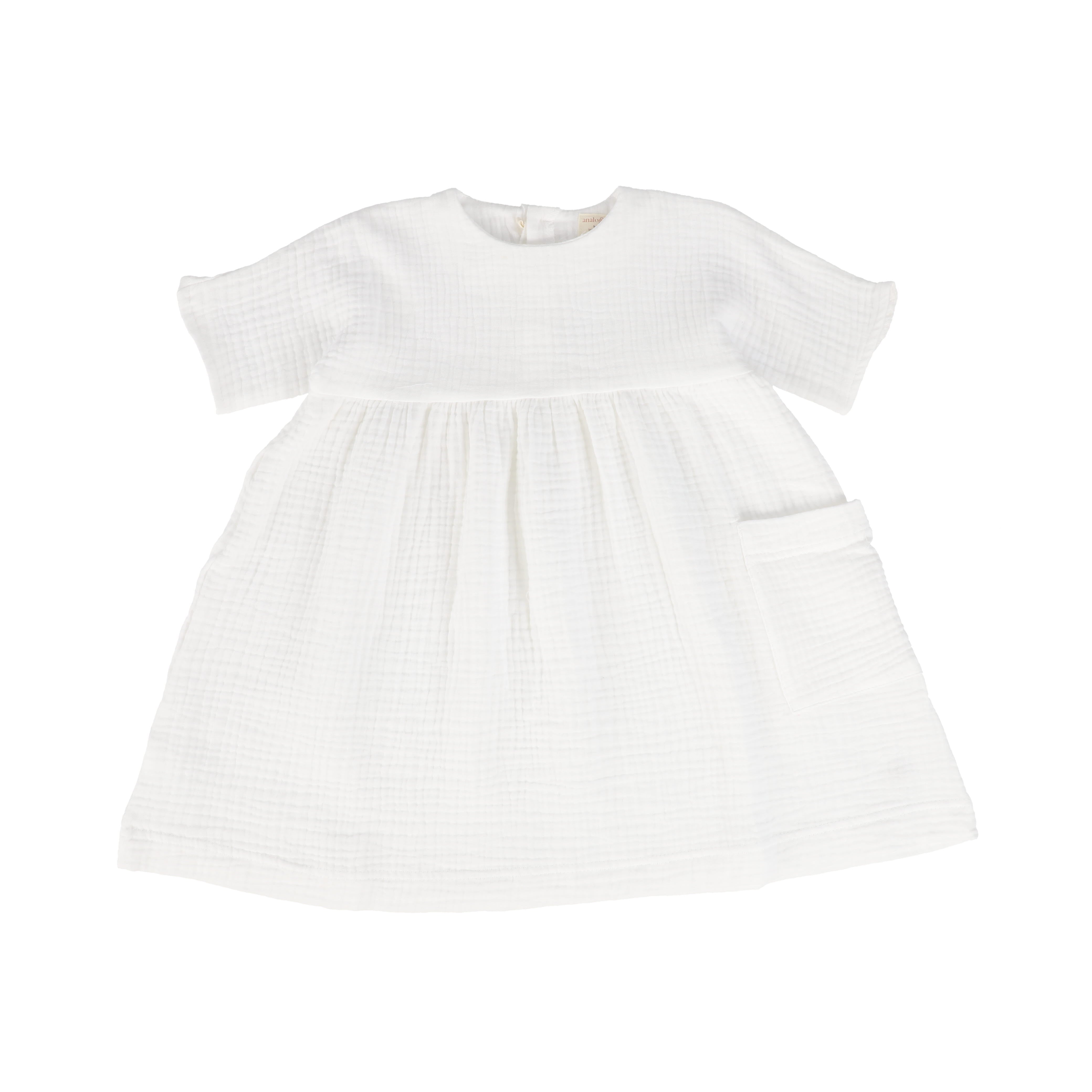 Analogie by Lil Legs 3/4 Sleeve White Gauze Dress