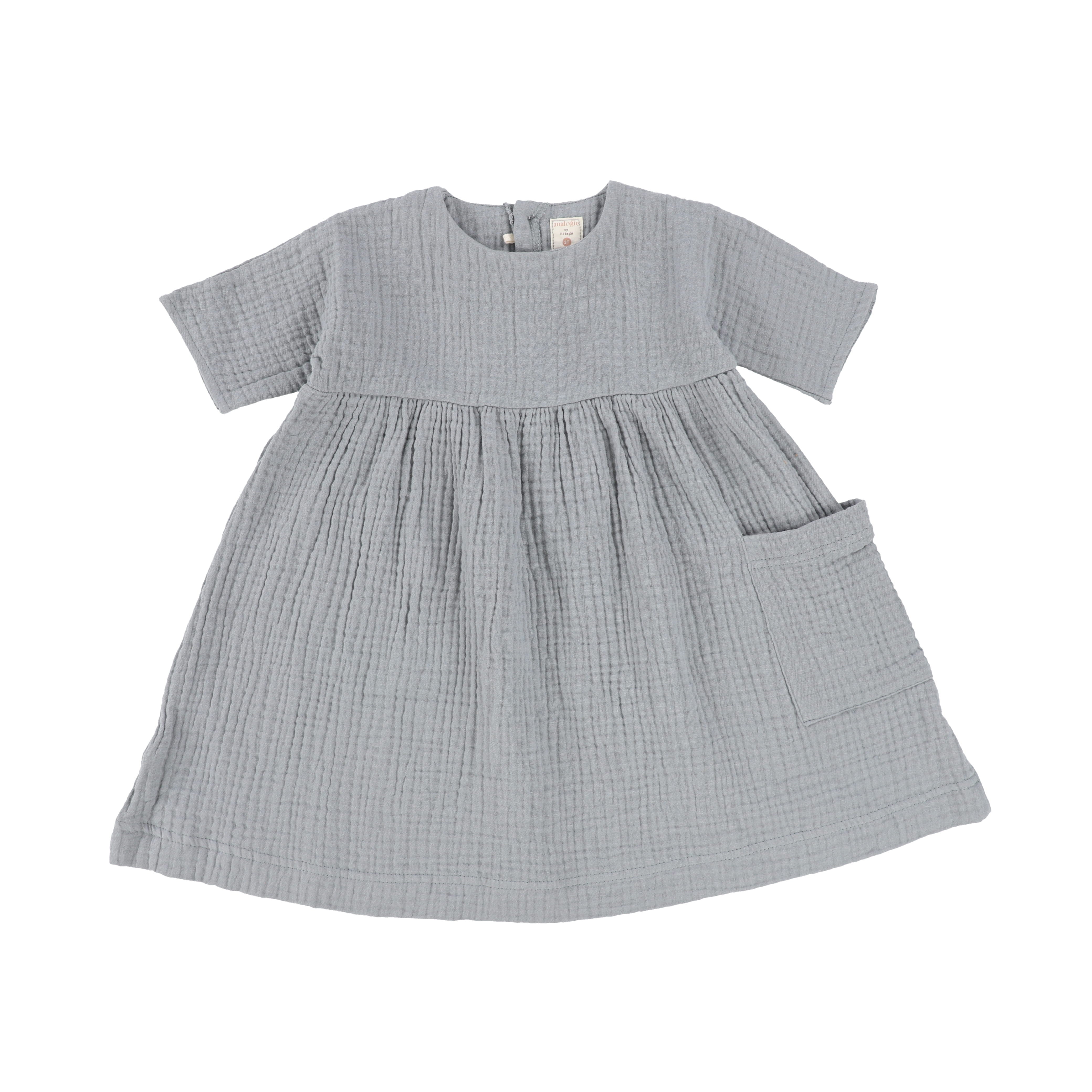 Analogie by Lil Legs 3/4 Sleeve Sapphire Gauze Dress