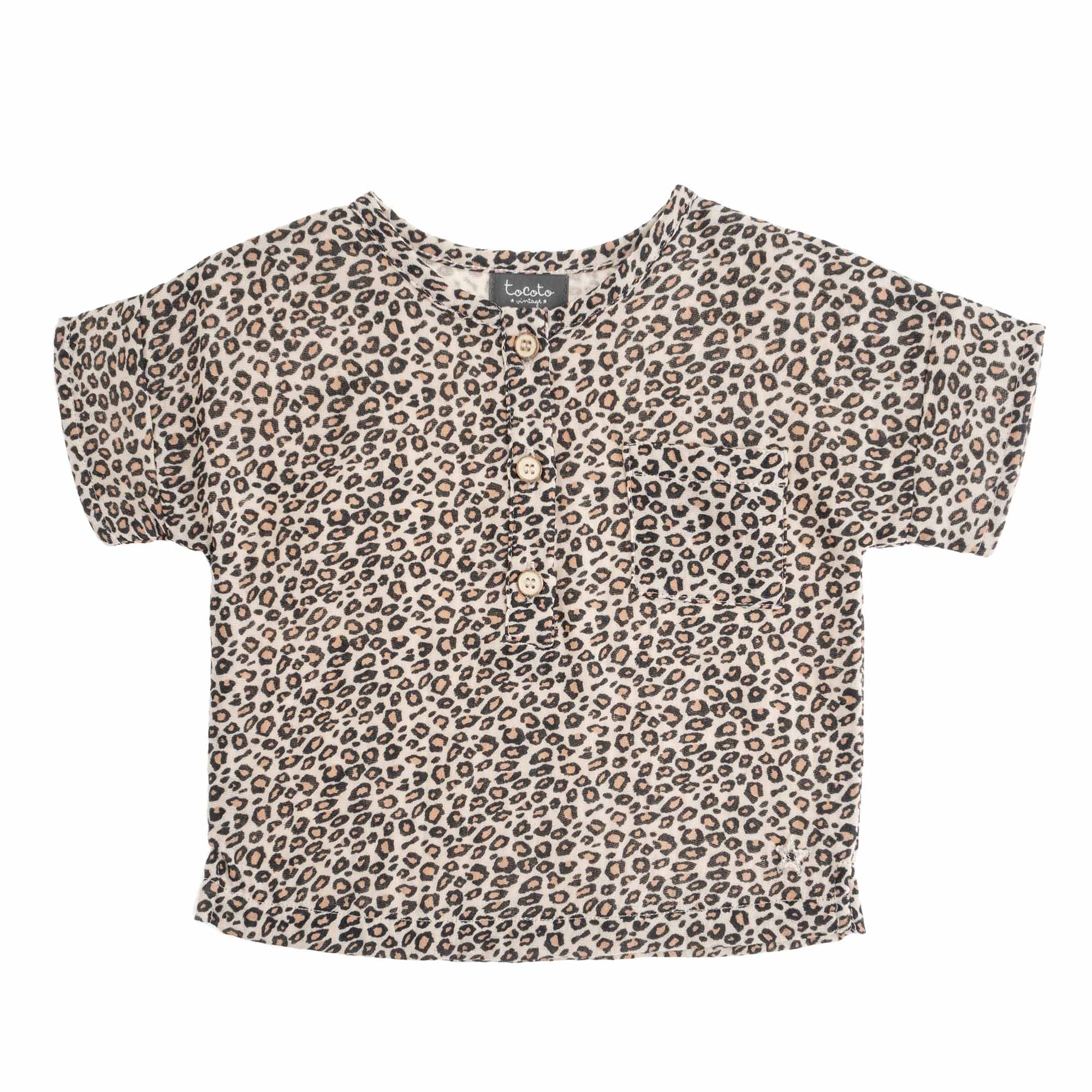Tocoto Vintage Brown Baby Animal Print Shirt