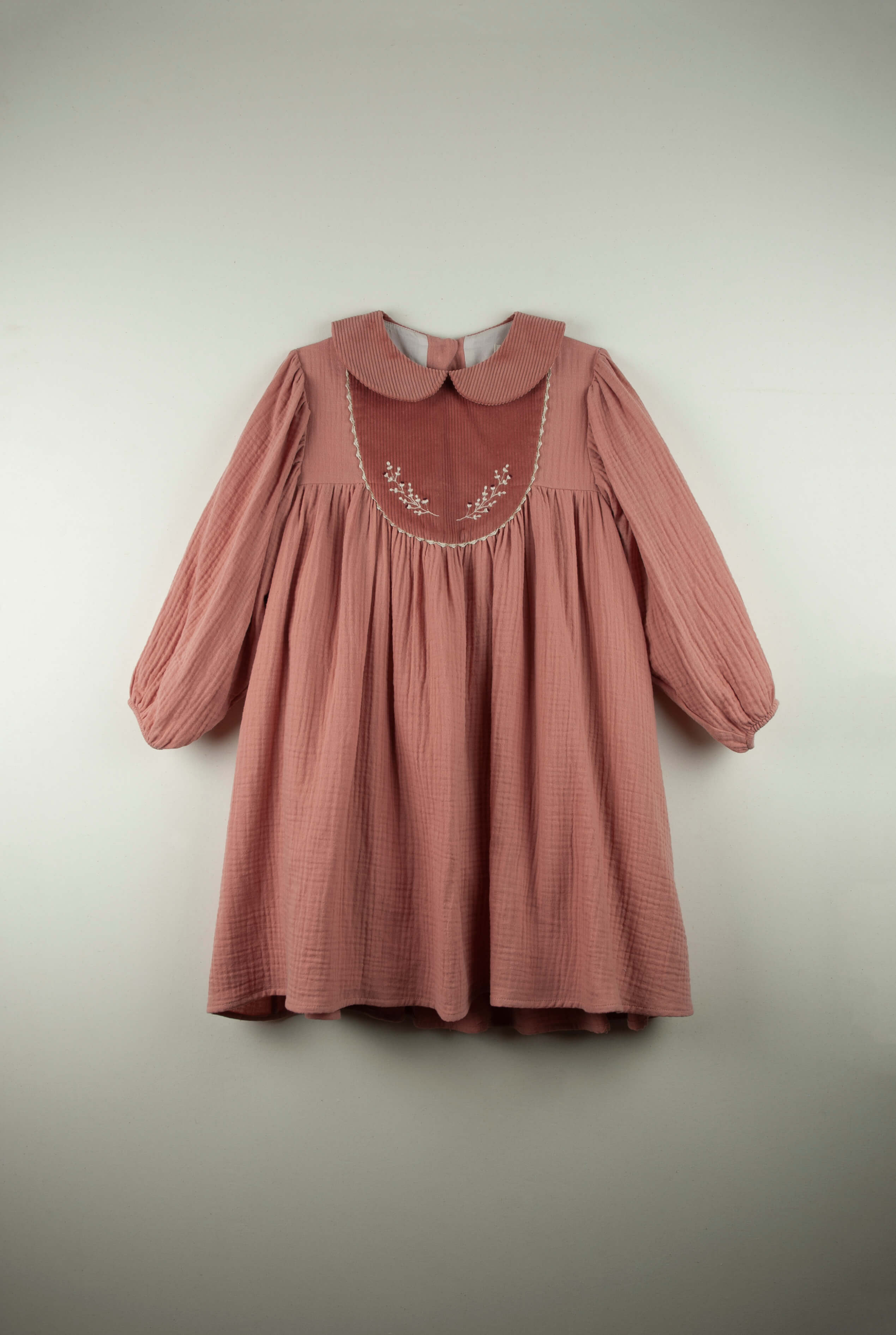 popelin embroidered dress with yoke 4y - ワンピース