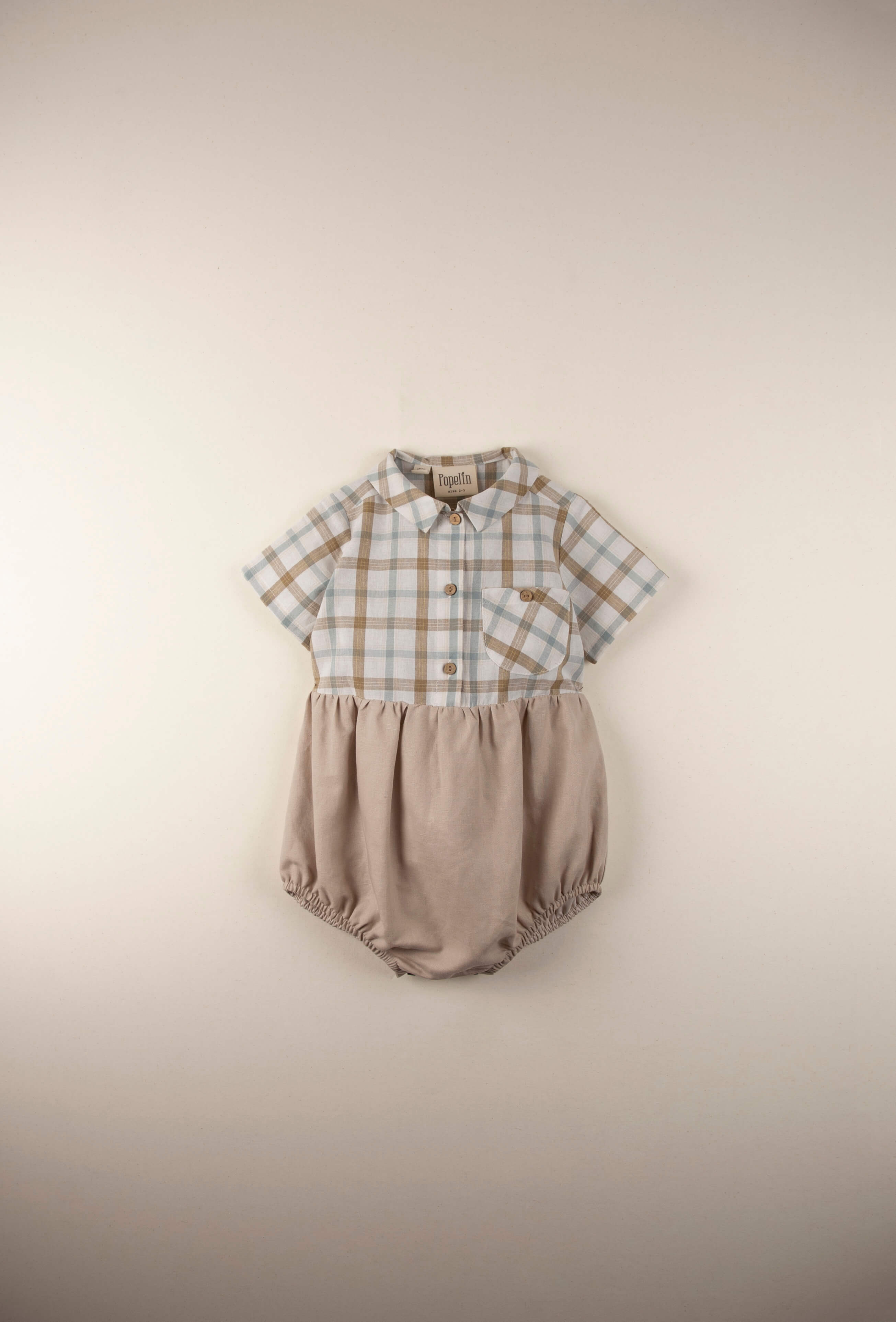 Popelin Plaid Shirt Style Romper
