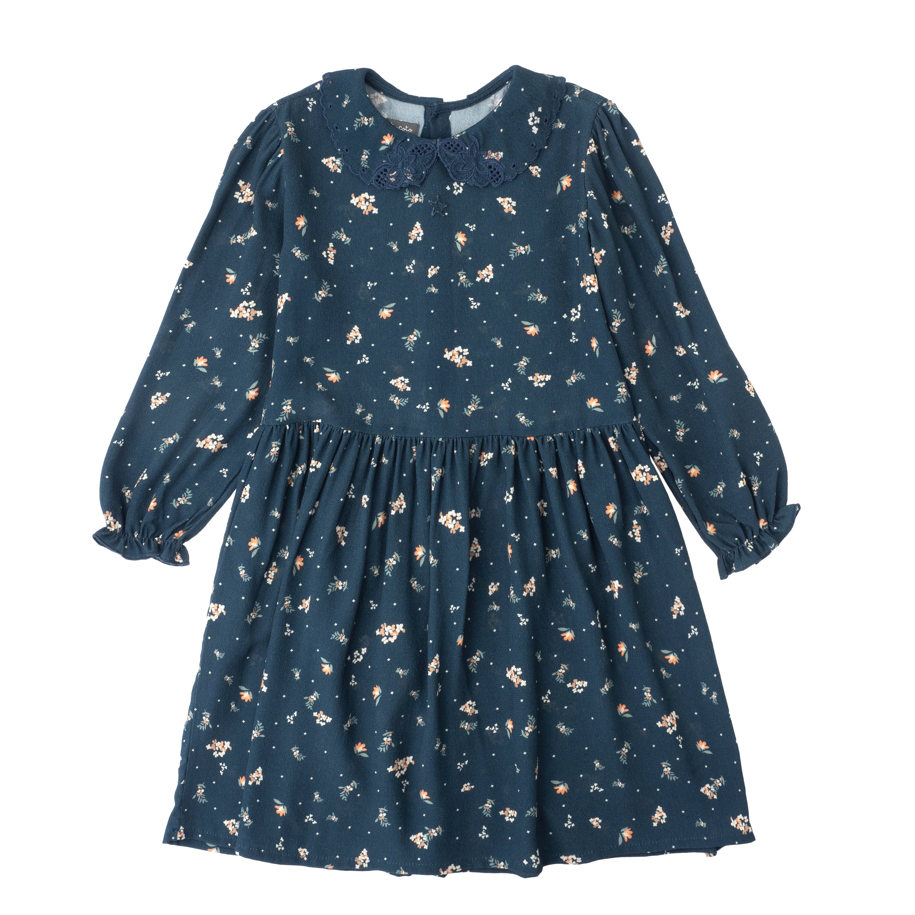 Tocoto Vintage Dark Green Flowing Flowers Print Dress