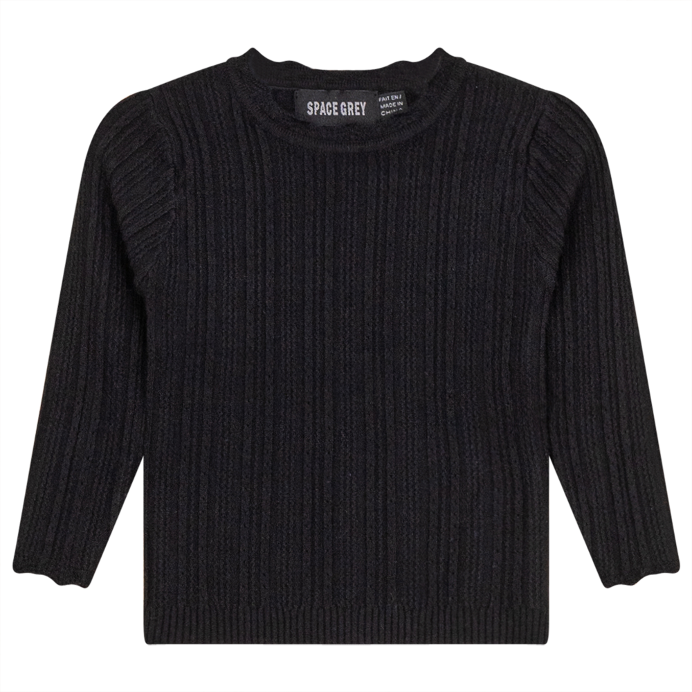 Space Grey Black Fancy Rib Top