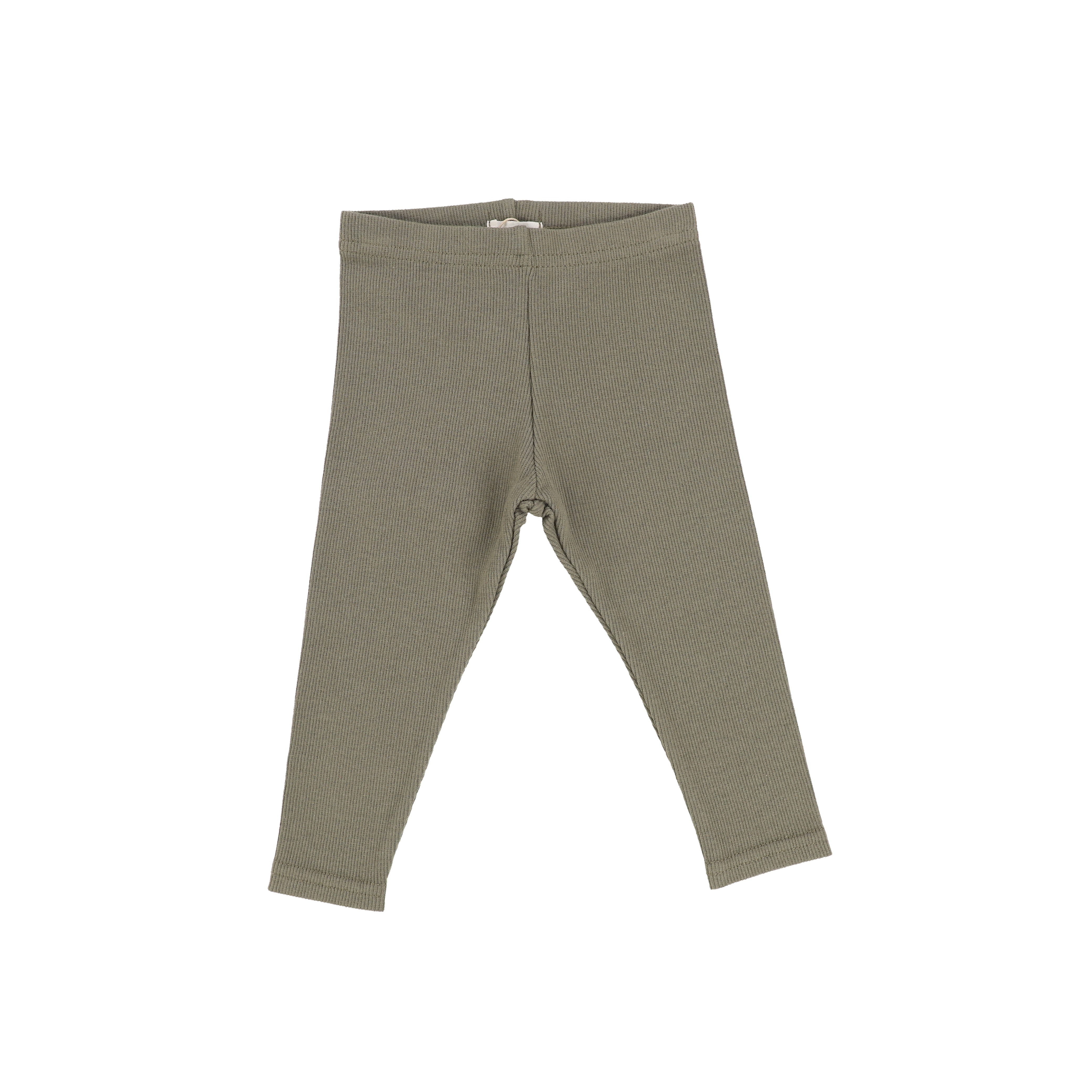 Lil Legs Olive Ribbed Long Leggings