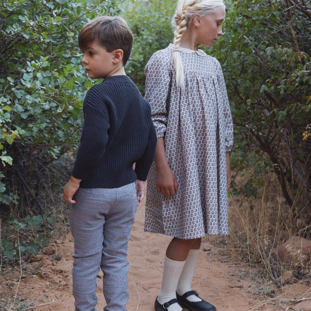 Leaf Print Lace Collar Shabbos Dress