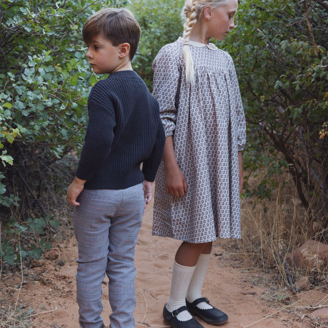 Grey Plaid Boys Long Pants