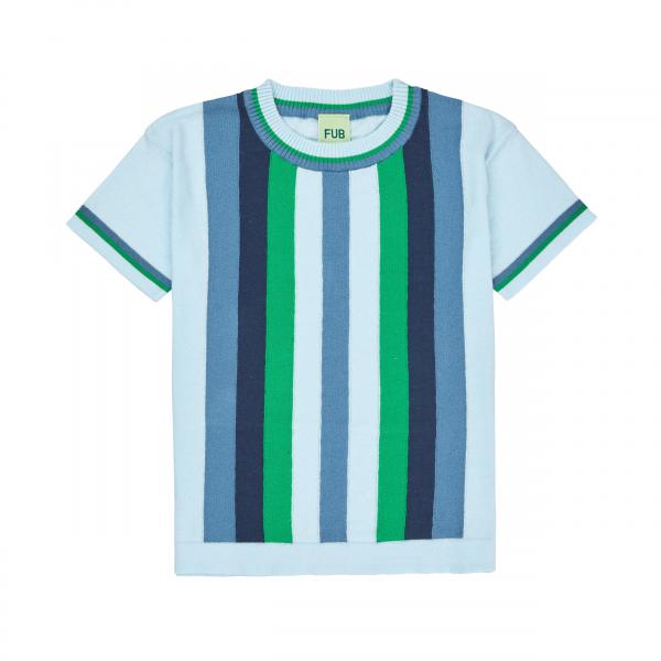 Light Blue Striped Knit S/S Top