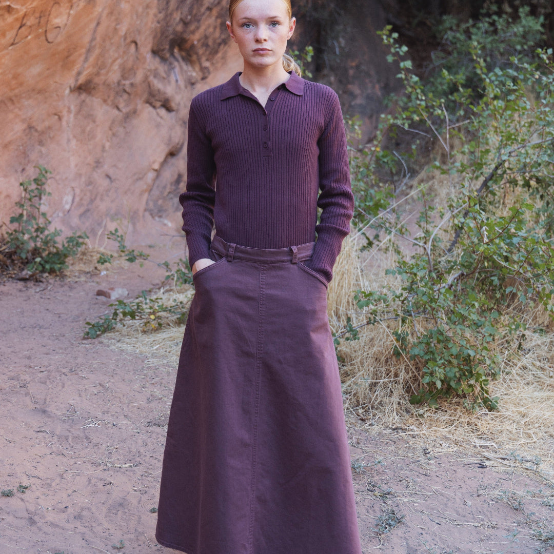 Plum Teen Ribbed Knit Sweater Polo