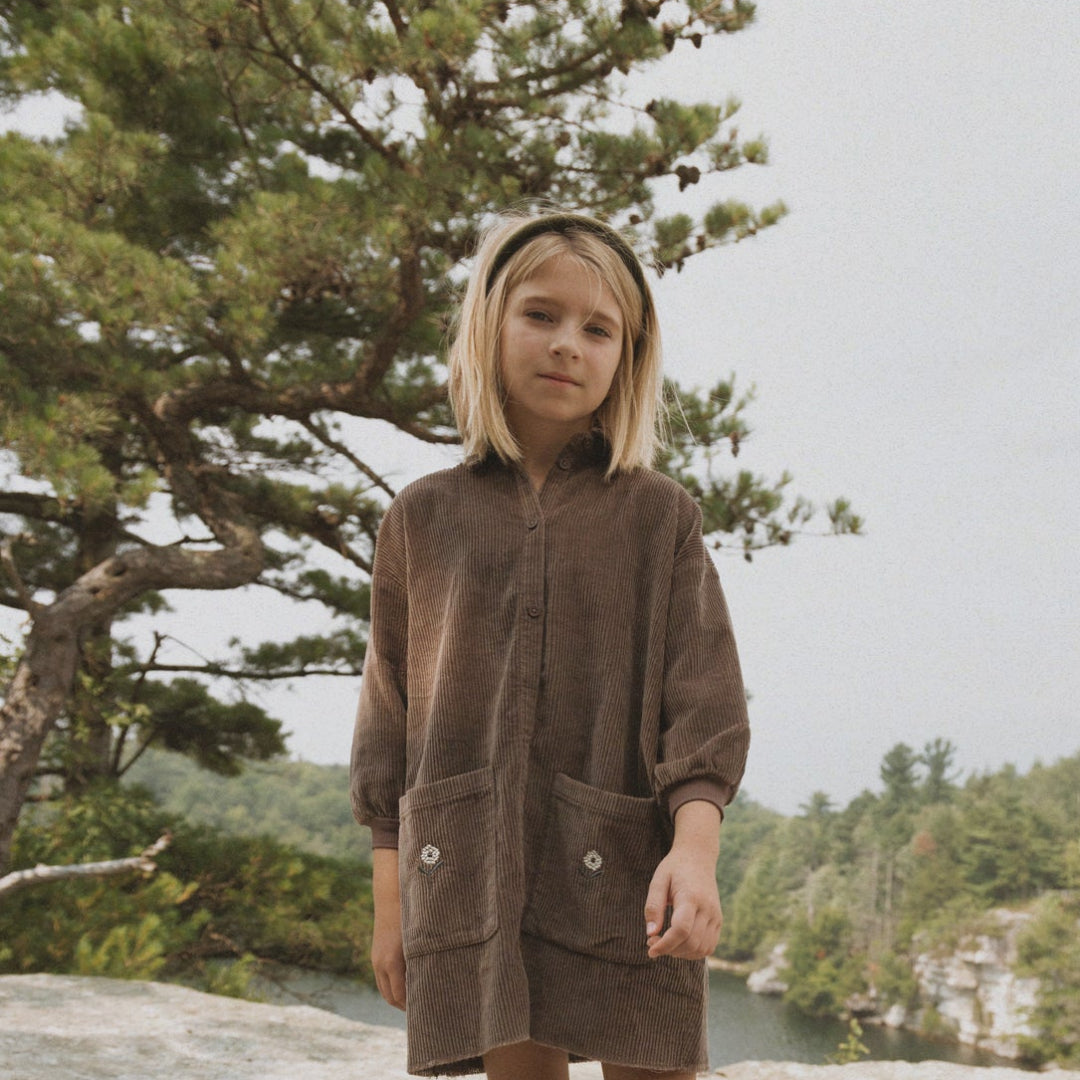 Umber Corduroy Shirt Dress