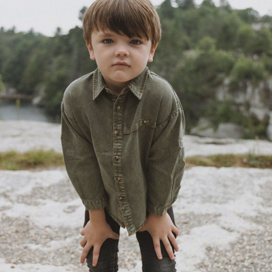 Washed Green Boys Shirt