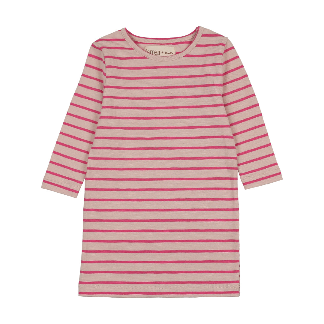 Hot Pink Striped 3/4 Sleeve T-Shirt