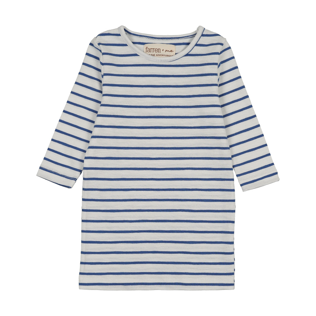 Royal Blue Striped 3/4 Sleeve T-Shirt
