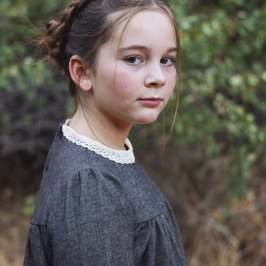 Grey Lace Collar Shabbos Dress