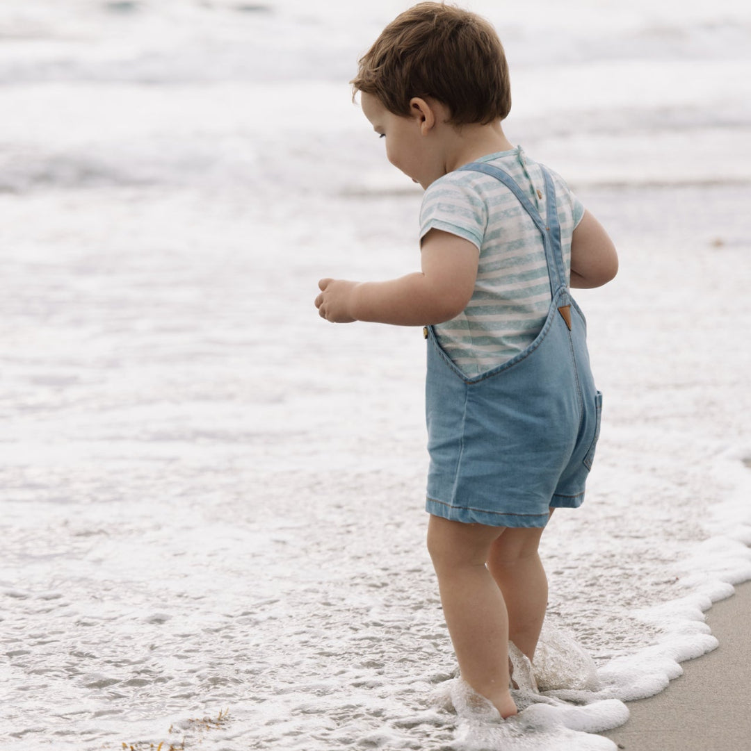 Soft Blue Striped Short Sleeve T-Shirt