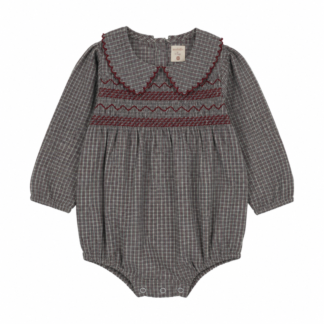 Soft Grey Plaid Edition Girls Romper