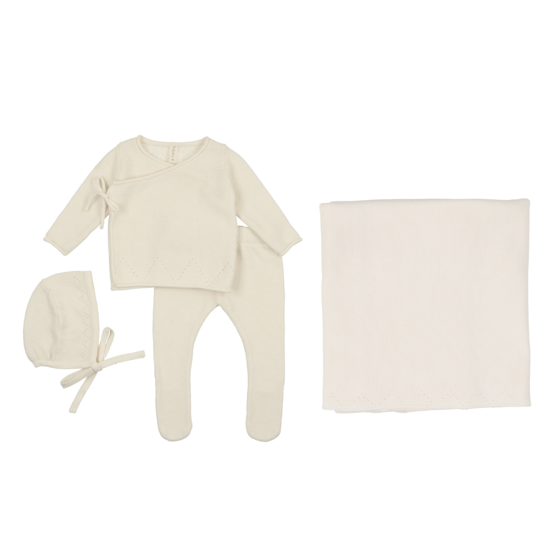 4pc Winter White Knit Bris Set