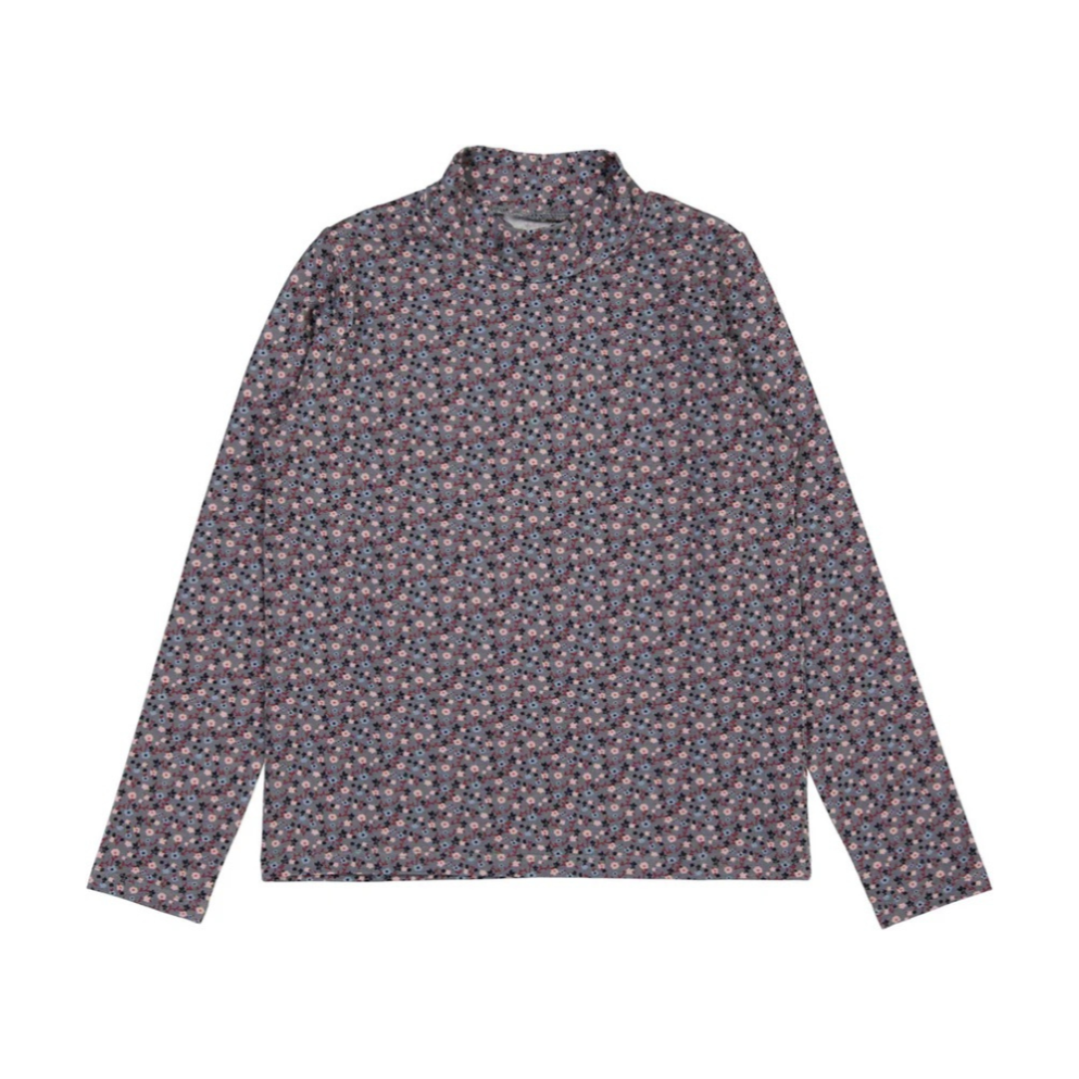 Grey Floral Printed Mockneck