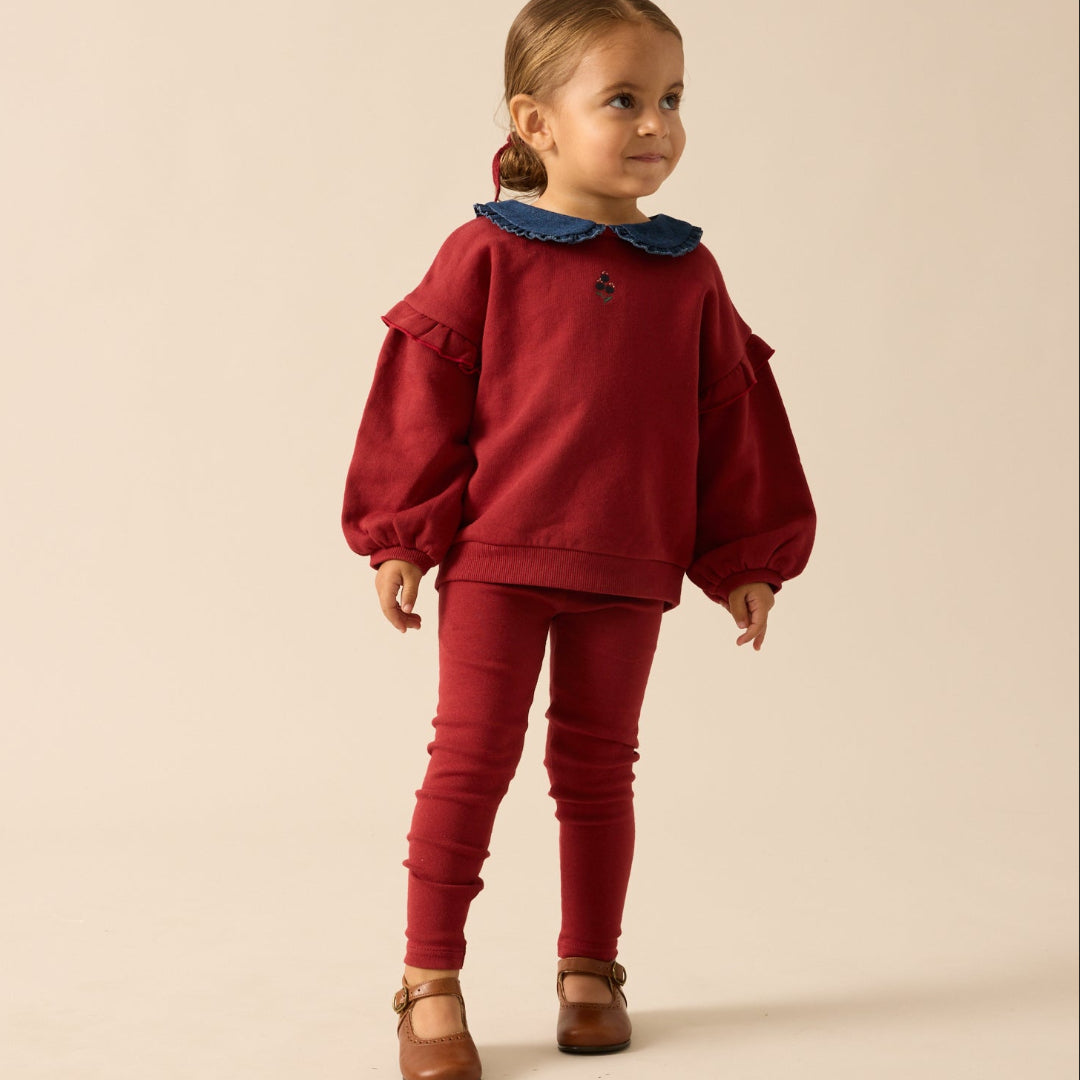 Vintage Red Sweet Campaign Toddler Ruffle Sweatshirt Set