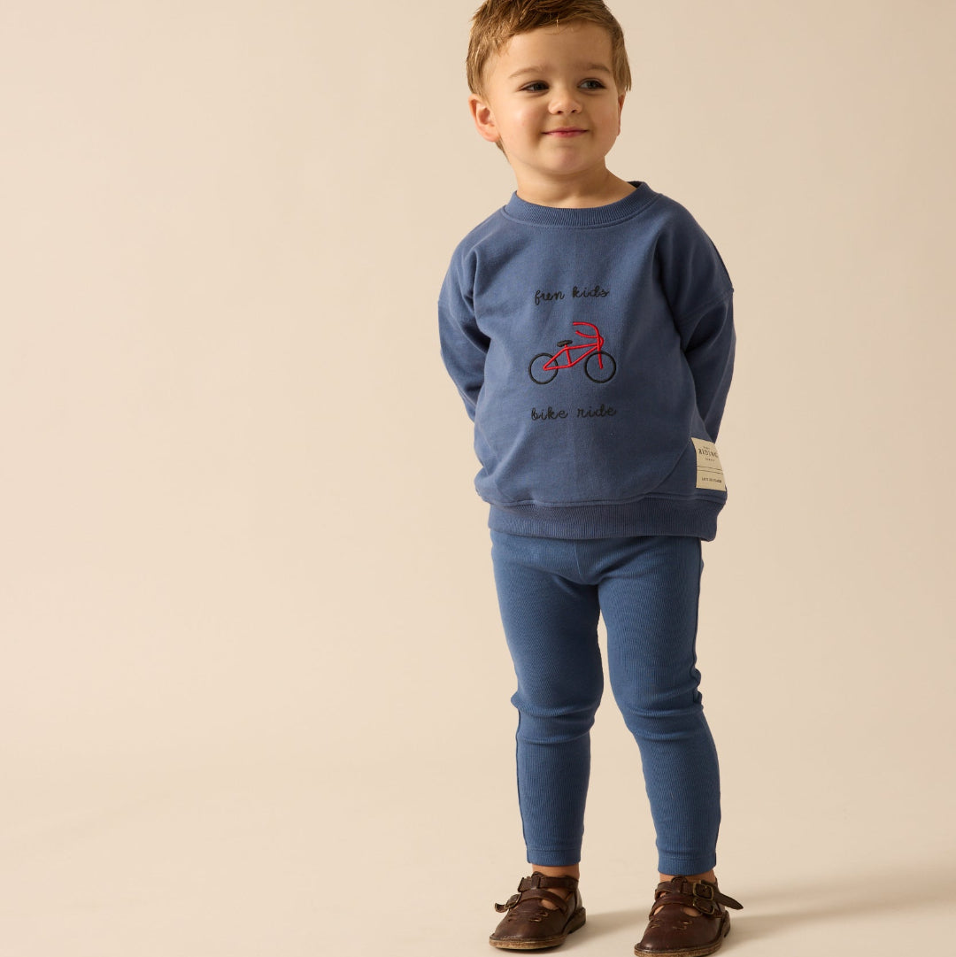 Vintage Blue Bike Sweatshirt Set
