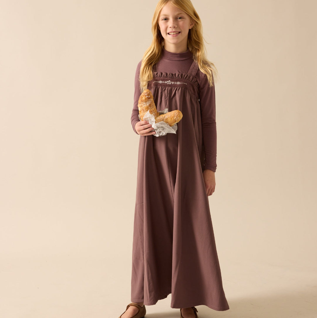 Vintage Purple Embroidered Maxi Mock Neck Set