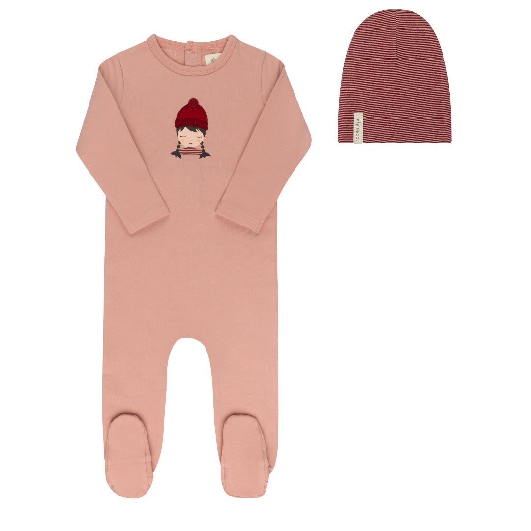 Pink Autumn Kids Collection Footie+Beanie