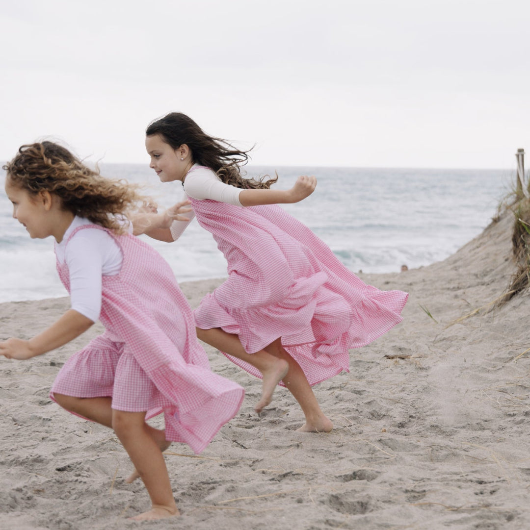 Hot Pink Gingham Maxi High Low Jumper