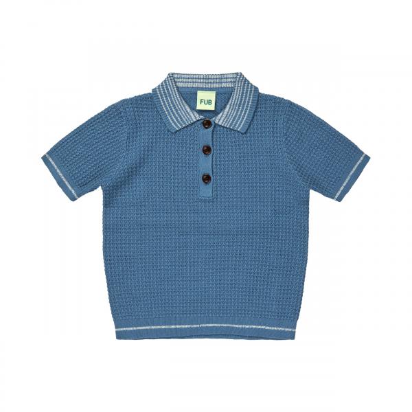 Washed Indigo Structure Knit Polo