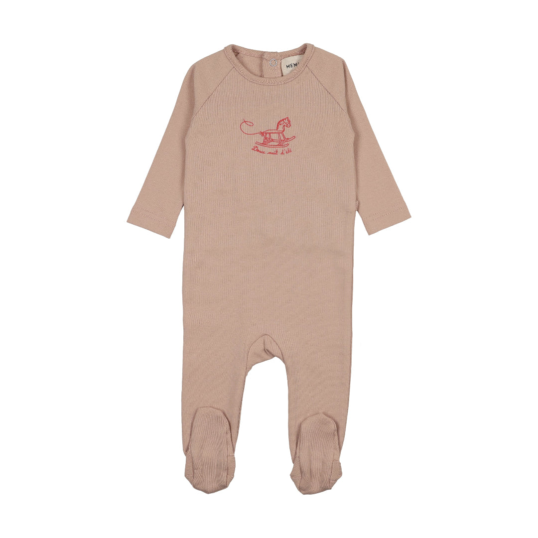 Pale Pink Horse Rocker Footie