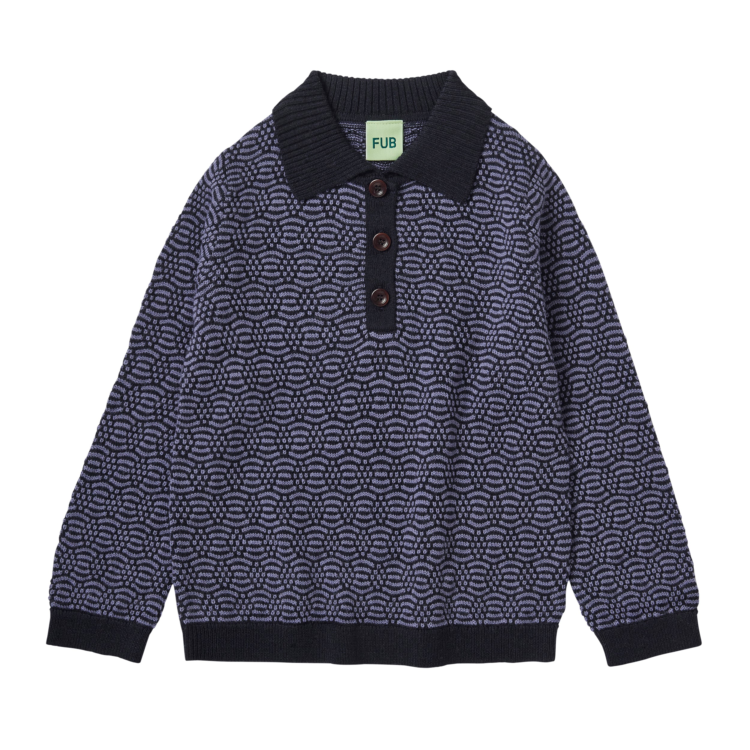 Dark Navy/ Dusty Violet Knit Structure Polo