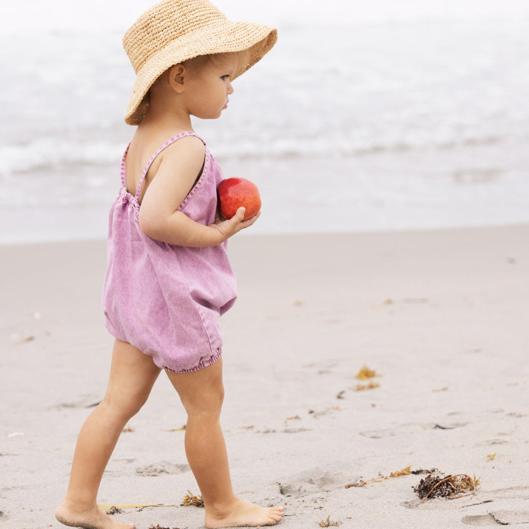 Mauve Denim Short Bubble Romper
