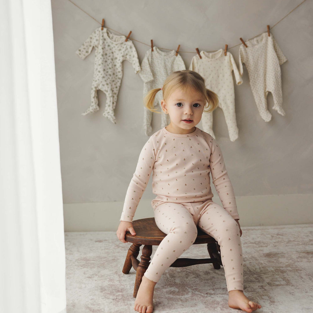 Pale Pink Bitsy Floral Lounge Set
