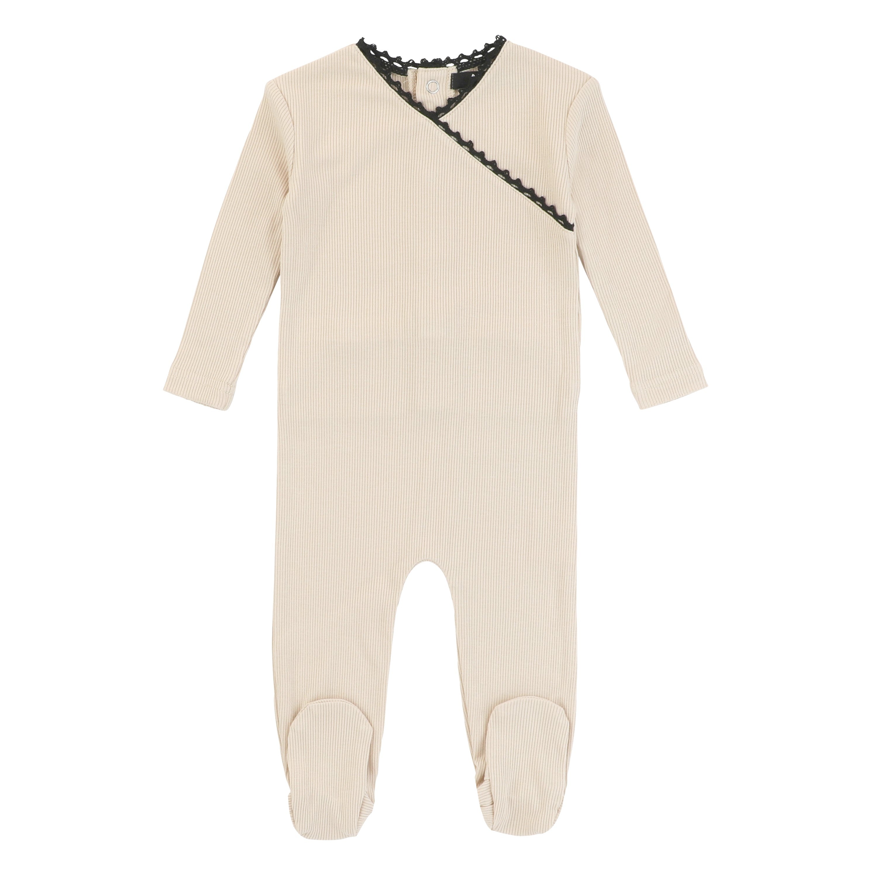 Girl's Tan Ribbed Bamboo Footie