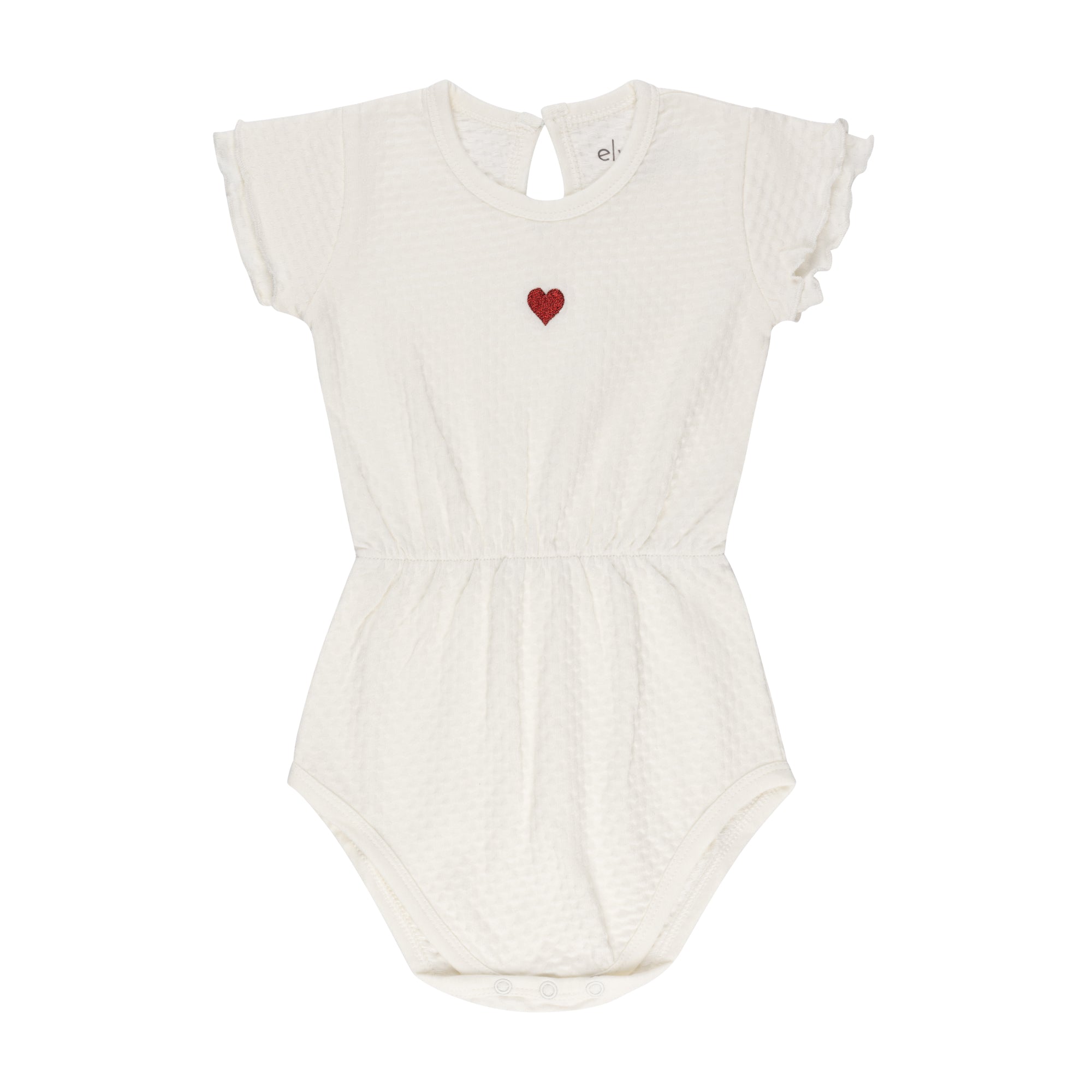 Ivory Heart Embroidered Romper