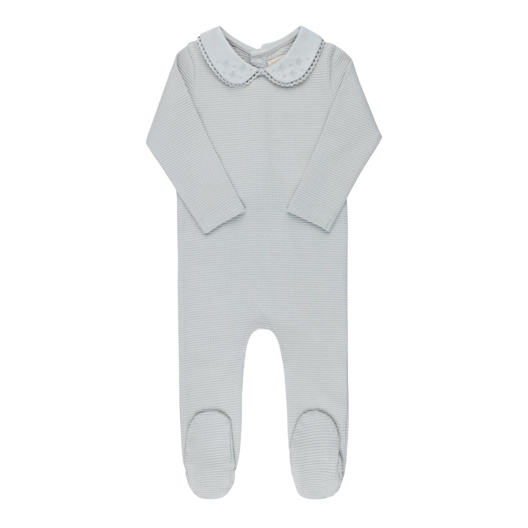 Blue Embroidered Collar Collection Footie