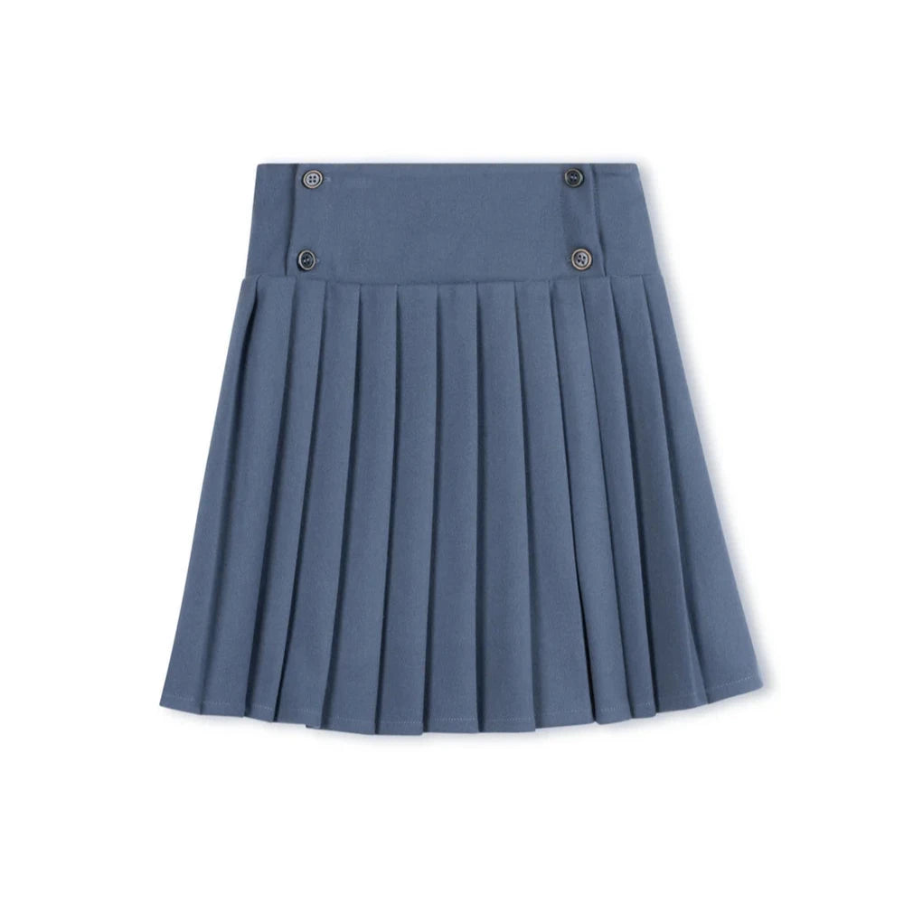 Blue Jade Wool Pleated Skirt