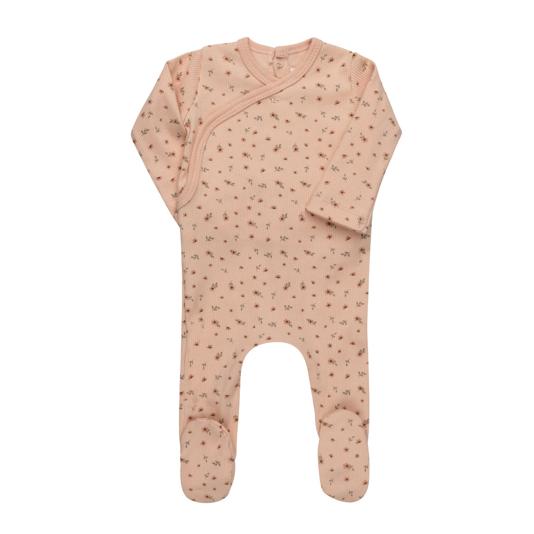 Pink Floral Rib Collection Footie