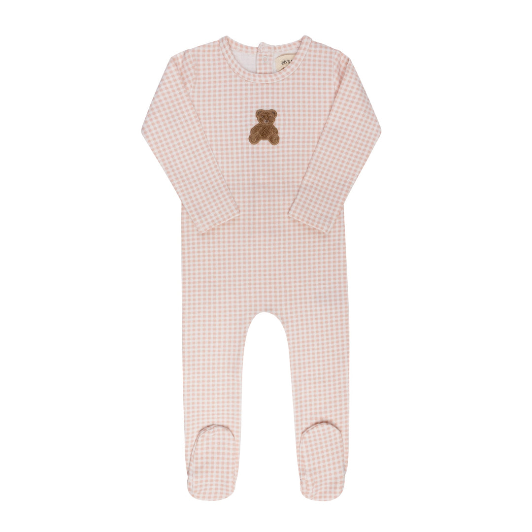 Pink Gingham Teddy Collection Footie