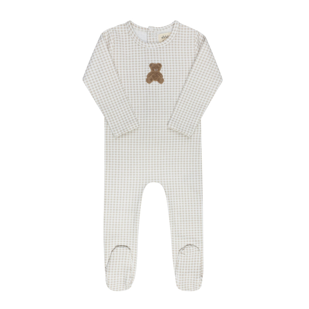 Tan Gingham Teddy Collection Footie