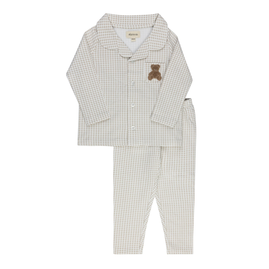 Tan Gingham Teddy Collection Pajamas